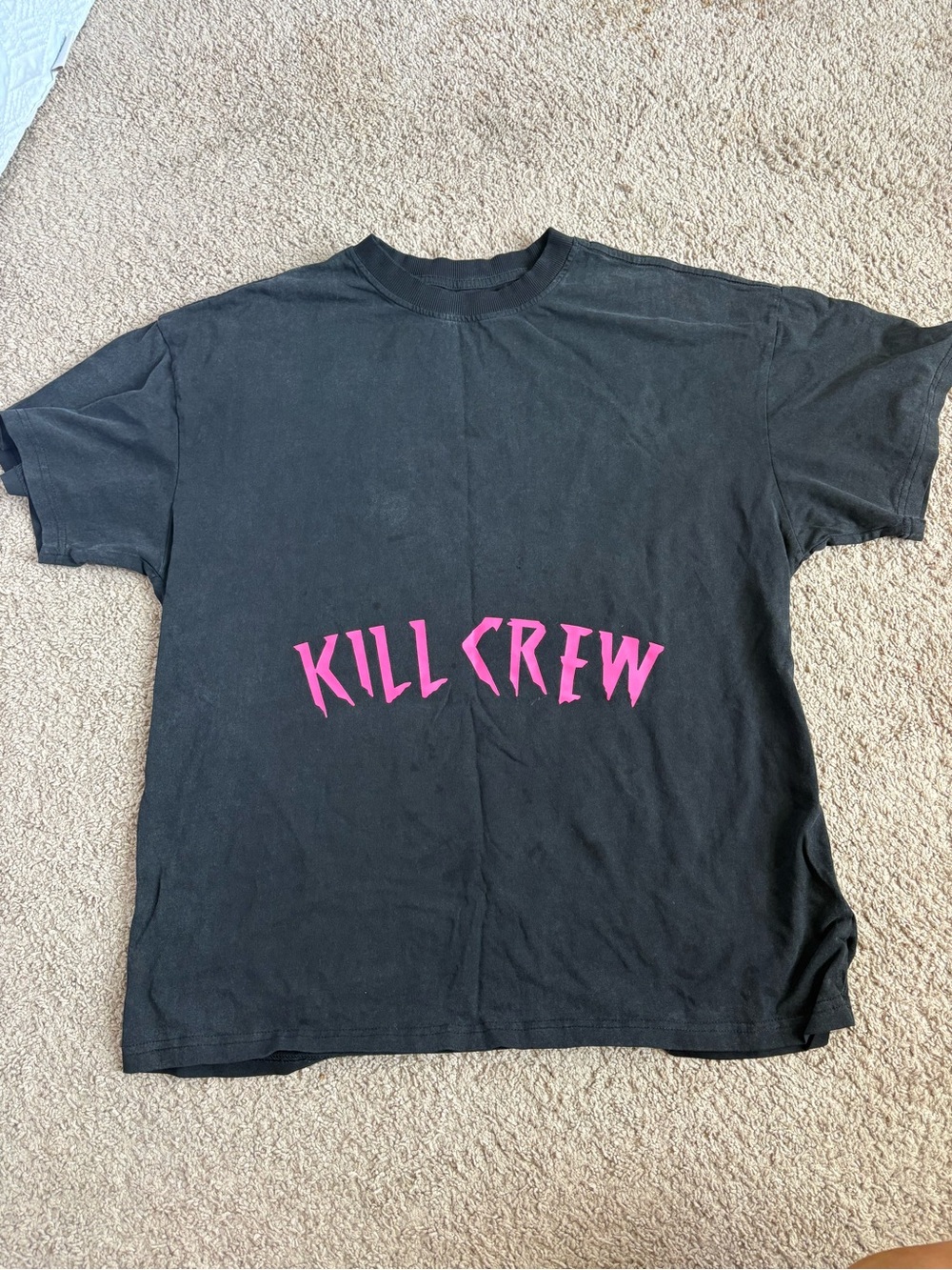 Kill Crew Black Tee with Hot Pink Graphic